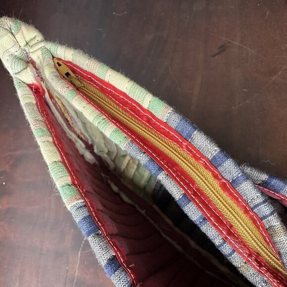 Quilted Boho Cosmetic Bag Small Cotton Bohemian Colorful Zipper - Picture 4 of 5